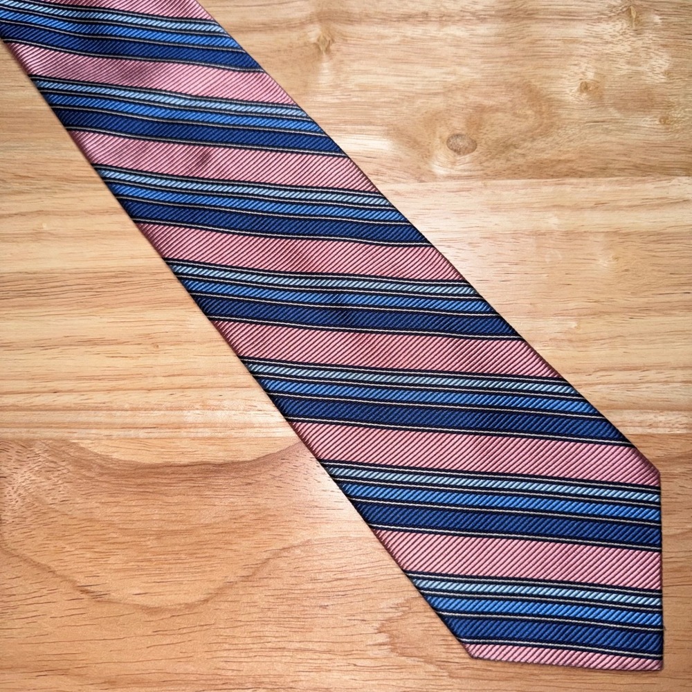 Brooks Brothers Makers Repp Tie 100% Silk Blue Pink Striped Preppy Pastel - Picture 2 of 9